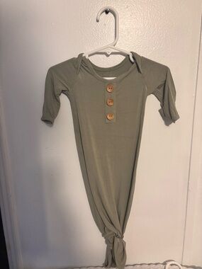 Caden Lane Olive Green Knotted Gown with Wooden Buttons